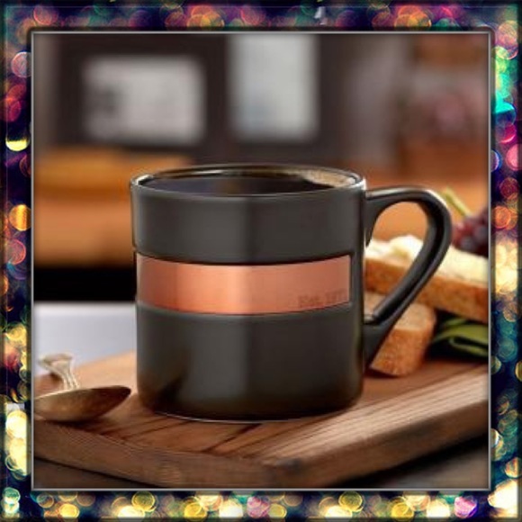 [Starbucks] black ceramic mug with copper band. - Picture 1 of 9